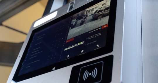 silver touch screen kiosk