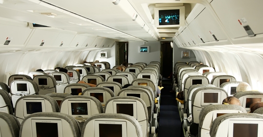 Inside of an airplane