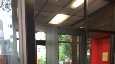 View of installed Heavy gauge doors with tempered glass windows Photo